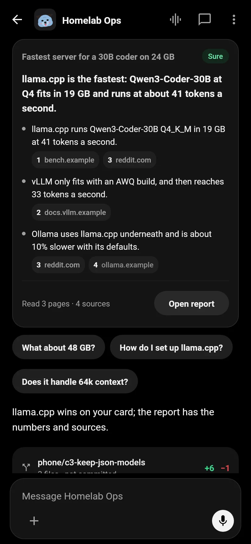 A bot's research answer with numbered sources
